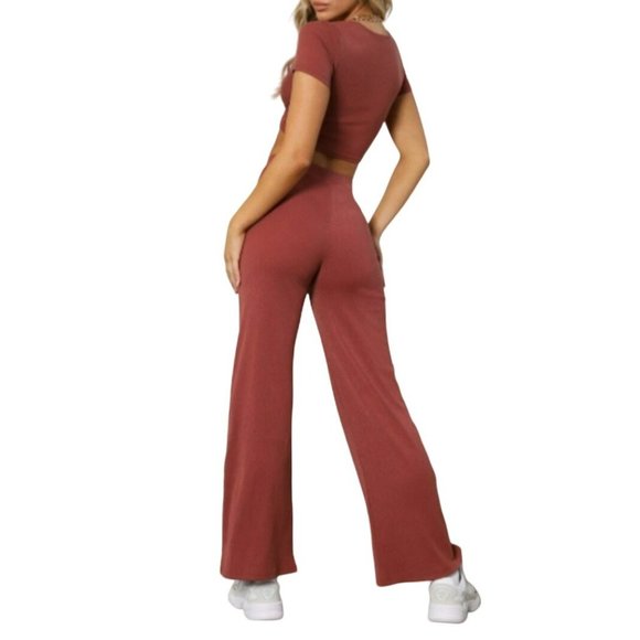 Runaway Cinnamon Poison Rib Wide Leg Pants Size Large NWT - Picture 2 of 2